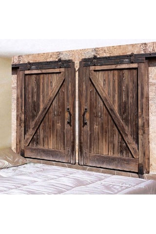 Novahub Ahşap Ahır Kapı Goblen Bohemio Vintage Hippi Halı Yatak Odası Dekoru Retro Estetik Boho Battaniye