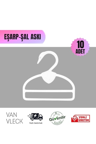 10 Lu Kuğu Model Şal Eşarp Atkı Askısı Kaliteli Plastik, Beyaz