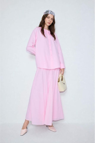 Defacto Regular Fıt Poplin Uzun Kollu Açık Pembe Tunik H6713ax26smpn105 Pembe-pn105