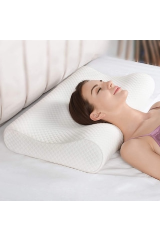 Yeni Nesil Visco Ortopedik Ergonomik Rahat, Stres Azaltıcı Ve Sağlıklı Uyku İçin Yastık Beyaz
