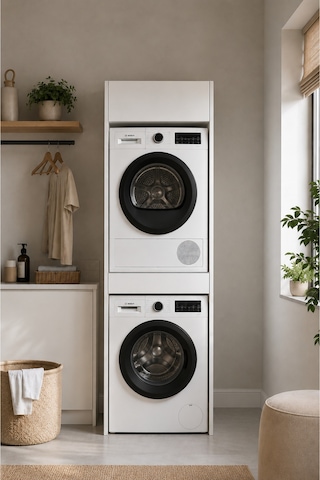 Nest Çamaşır Makinası Dolabı İki Y:214 G:67 D:60 / Beyaz