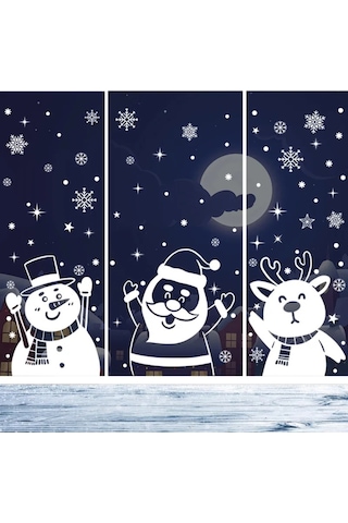 Noel Yeni Yıl Happy Christmas Yılbaşı Sevimli Geyik Noel Baba Sevimli Kardan Adam Sticker Seti