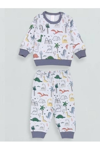 Erkek Bebek Desenli Pamuklu Pijama Takım-15341 Çok Renkli