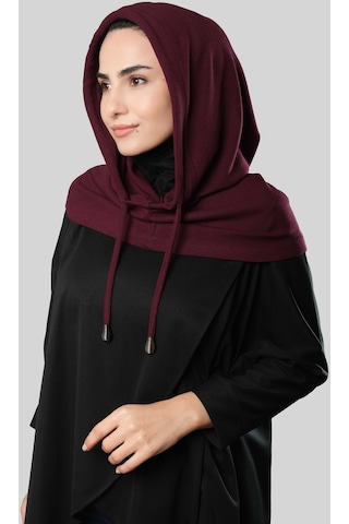 Bordo Bağcıklı Salaş Balaklava Boyunluklu Bere Triko Düz 2326 16 Bordo