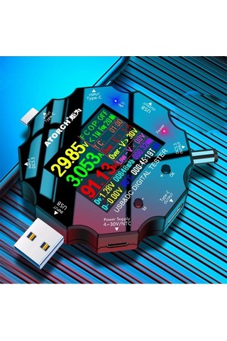 Tongxida Atorch Ud18 18-arayüz Çok Bağlantı Noktalı Dijital Multimetre, Dc5.5 / Usb 3.0 / Type-c, Sıcaklık, Güç, Akım Test Cih