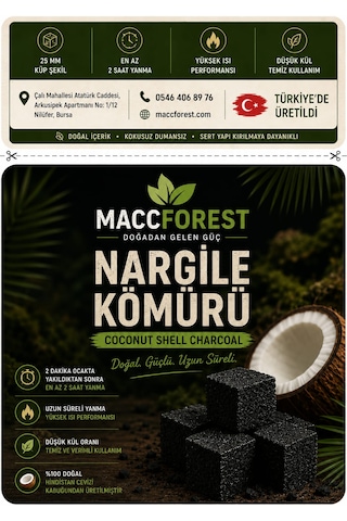 1 Kg Nargile Kömürü 72 Adet Hindistan Cevizi Kabuğu Kömürü 25 Mm Küp Doğal Coconut Shell Charcoal Uzun Süre Yanan Düşük Küllü Yerli Üretim