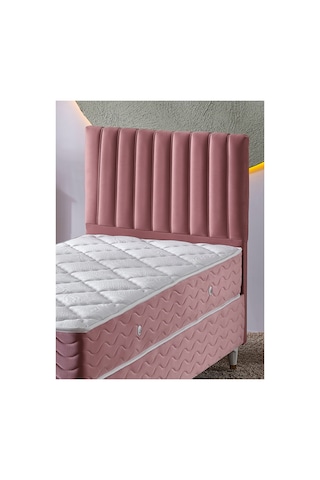 Beehanem Ezgi Pembe 90x190 Tek Kişilik Genç Odası Yatak + Baza + Başlık Seti Ortopedik 3'lü 90 x 190