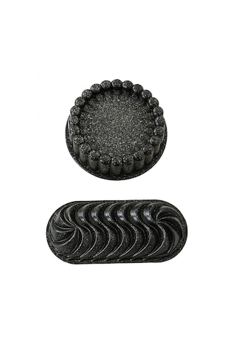 Doremcy Granit döküm 2 li  tart ve turta kalıbı siyah