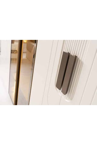 Ambiance Tamamı Mdf 6 Membranlı Kapaklı Reflekte Camlı Gardırop Dolap Beyaz