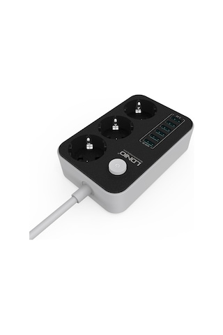 Ldnio SE3631 6xUsb Çıkışlı 3'lü Akım Korumalı Priz 2 Metre Siyah
