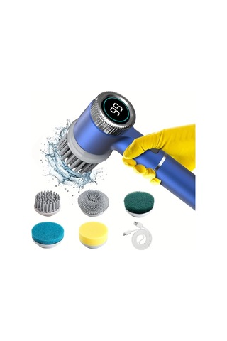 Xuweiwei Mavi Pancerka 1 Takim Elektrikli Temizlik Fircasi 5 Degistirilebilir Firca Basligi Tipc Sarjli Uc Hiz Ayarli Banyo Mutfak Fayans Temizligi