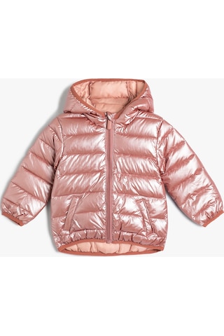 Koton Şişme Mont Kapşonlu Fermuarlı Cep Detaylı Pembe 4wmg20002aw 4WMG20002AW280
