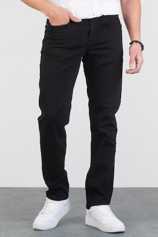Erkek Siyah Regular Boru Paça Esnek Likralı Denim Jeans Kot Pantolon Hlthe001973 - Siyah Siyah