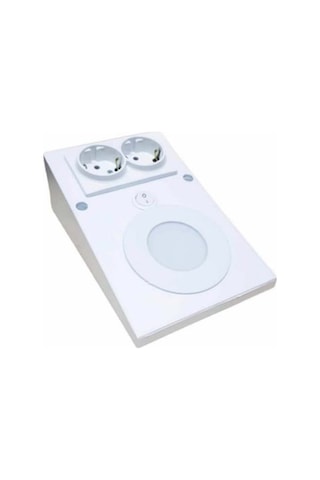 Açma Kapama Düğmeli, Çift Prizli, Beyaz Işık Ledli, Banyo Mutfak Tezgah Altı Üstü, Dolap İçi Armatür Beyaz