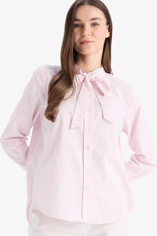 DeFacto Relax Fit Fiyonk Yaka Çizgili Simli Kumaş Uzun Kollu Gömlek Tunik E7976AX25SMPN441