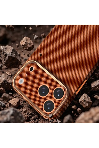 İphone 17 Pro Max Uyumlu Kılıf M-safe Şarj Özellikli Zore Paris Zerre Sert Pc Kapak Turuncu