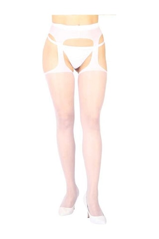 River World Kadınlar İçin Beyaz Renk Özel Kısmı Açık Olan Külotlu Çorap Beyaz