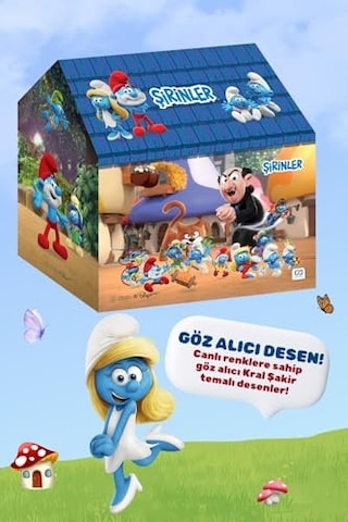 Şirinler - Smurfs Temalı Lisanslı Kaliteli Kumaşlı 2 Kişilik Kolay Kurulum Eğlenceli Çocuk Oyun Çadırı Açık Mavi