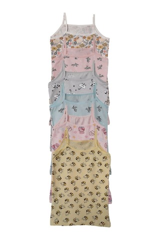 Kota 6Lı Kız Çocuk Ip Askılı Desenli Atlet Pamuklu Fanila