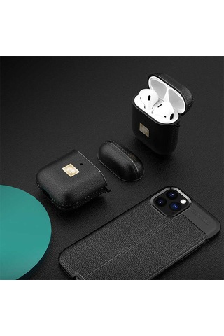 Apple Uyumlu AirPods Kılıf Deri Görünümlü Askı Aparatlı Wlons