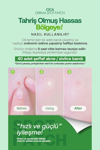 Lebelage Cica İçeren Akne ve Sivilce Bandı 40 adet Lebelage Cica Derma Spot Patch 40 pcs