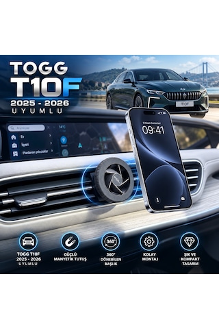 Togg T10f 2025 Ve Sonrası Araç Içi Premium Telefon Tutucu - Araba Telefon Tutacağı Havalandırma Için 1