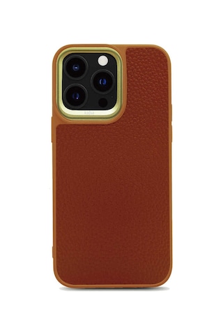 Kajsa Apple Uyumlu iPhone 14 Pro Max Kılıf Soft Deri Metal Kamera Çerçeveli Kajsa Litchi Kapak KAJSA-25513