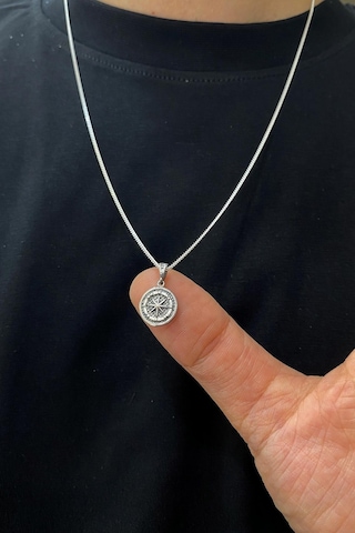 Gümüş Çift Taraflı Pusula Kolye Uc4414e89 Altın - Gümüş