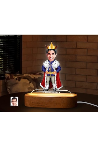 Bk Gift Kişiye Özel Kral Karikatürlü Dekoratif 3d Biblo Led Işıklı Gece Lambası-1, Arkadaşa Hediye Kobitmeyen138315 Bk Gift