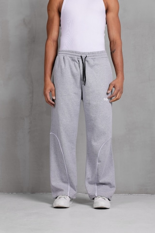 Dark Moda Erkek Oval Şeritli Baskılı Yazlık Baggy Eşofman Gri