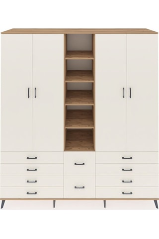 Kronos Dolap 9 Raflı 10 Çekmeceli 2 Askılı 220x59x243 Çam-aytaşı/aytaşı Aytası/aytası