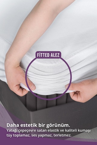 Mikro Fitted Sıvı Geçirmez Yatak Koruyucu Alez 200x200 Cm Beyaz