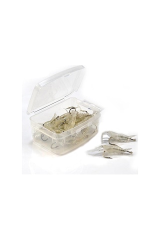 Valkyrie 12 Adet Fosforlu Kancalı Silikon Karides Olta Yem Sahte Yapay İğneli Balık Yemi Beyaz