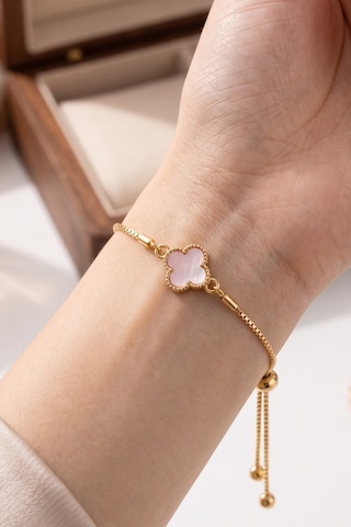Gold Pembe Taşlı Asansör Bileklik Çok Renkli