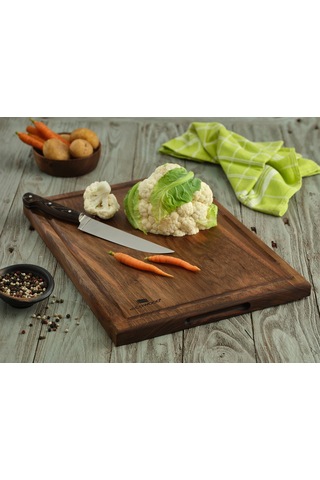 Hıcowood Şef Tipi Doğal Ceviz Kesme Sunum Tahtası – Lazerle İsim/Söz Yazılır