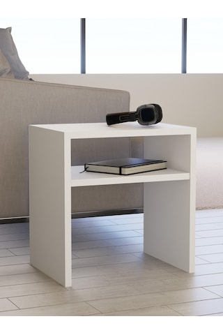 Detamob Fonksiyonel Yan Sehpa, Zigon Sehpa Mdf Beyaz