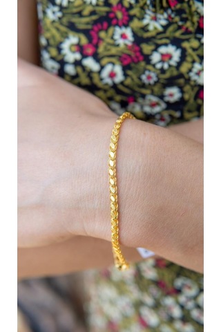 Altın Pullu Zincir Bileklik BL06891 Sarı Altın