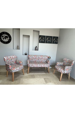 Azra Mobilya Çay Seti Koltuk Takımı - Cafe - Balkon - Bahçe - Ofis Mobilyası - Oturma Grubu Gri
