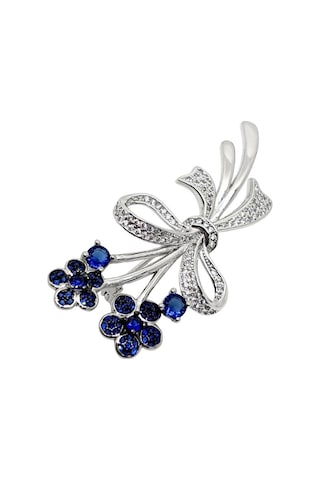 Oya Silver Safir Zirkon Taşlı Çiçek Demeti Gümüş Broş 2.2x4.8 Cm Oya-lm732 Mor