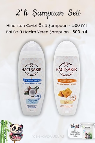Hacı Şakir Hindistan Cevizi Şampuan 500 Ml, Ballı Şampuan 500 Ml Ve Rosıe