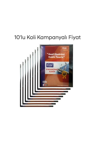 Kraf 2 Halkalı D Mekanizmalı Geniş Klasör A4 Siyah 700 Sayfa Kapasiteli 10 Lu Paket Siyah