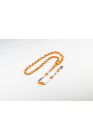 Burhan Sağlam Arpa Kesim 12x8 Mm Sıkma Kehribar Alpaka Püsküllü Tesbih Bs2473627