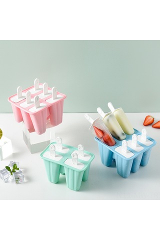 Moveevo 6 Hücrelü Kuzey Avrupa Yeşili Silikon Buzluk Seti - Evde Buz Çubuğu Ve Dondurma Yapımı İçin Pratik Materyal Çok Renkli