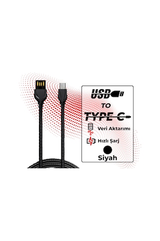 Ttaf T-CHR-02-3 USB-A To USB-C 2.4 A Çelik Zırhlı Şarj Data Aktarım Kablosu