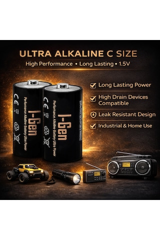I-gen Lr14 Ultra Alkalin C Boy Pil 1.5v Orta Boy Pil 10 Lu Paket