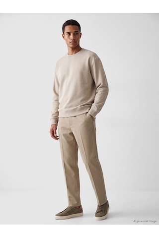 Lcw Vision Bej Bisiklet Yaka Erkek Sweatshirt