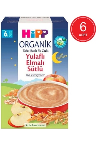 Hipp Organik İyi Geceler Yulaflı Elmalı Sütlü 6+ Ay Kaşık Maması 6 x 250 G