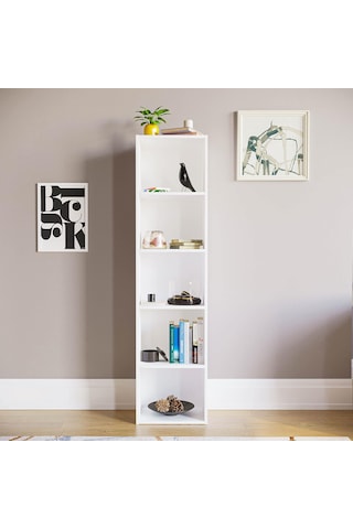 4 Raflı Kitaplık Mdf Çok Amaçlı Raf Beyaz