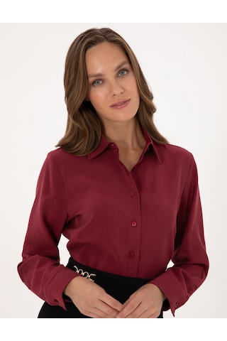 Pierre Cardin Kadın Mürdüm Gömlek Desenli 50318195-vr074 MÜRDÜM