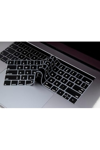 Macbook Pro Türkçe Q Klavye Koruyucu Us Ansı Düz Enter Uyumlu Silikon Keyboard Cover 13-15 İnç A1706 A1989 A2159 A1707 A1990 Amerikan İngilizce Klavyeyi Türkçe Q Ya Çeviren Siyah